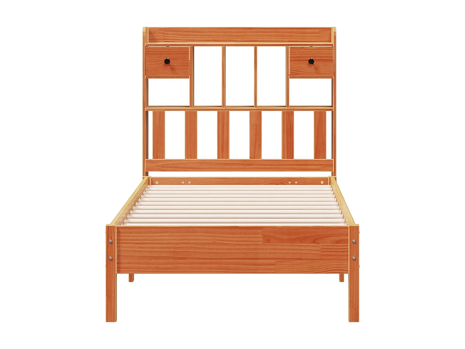 Letto Libreria senza Materasso Marrone Cera 90x190 cm in Pino