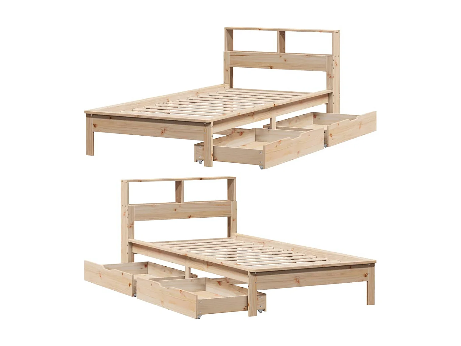 Lit bibliothèque sans matelas 90x190 cm bois de pin massif