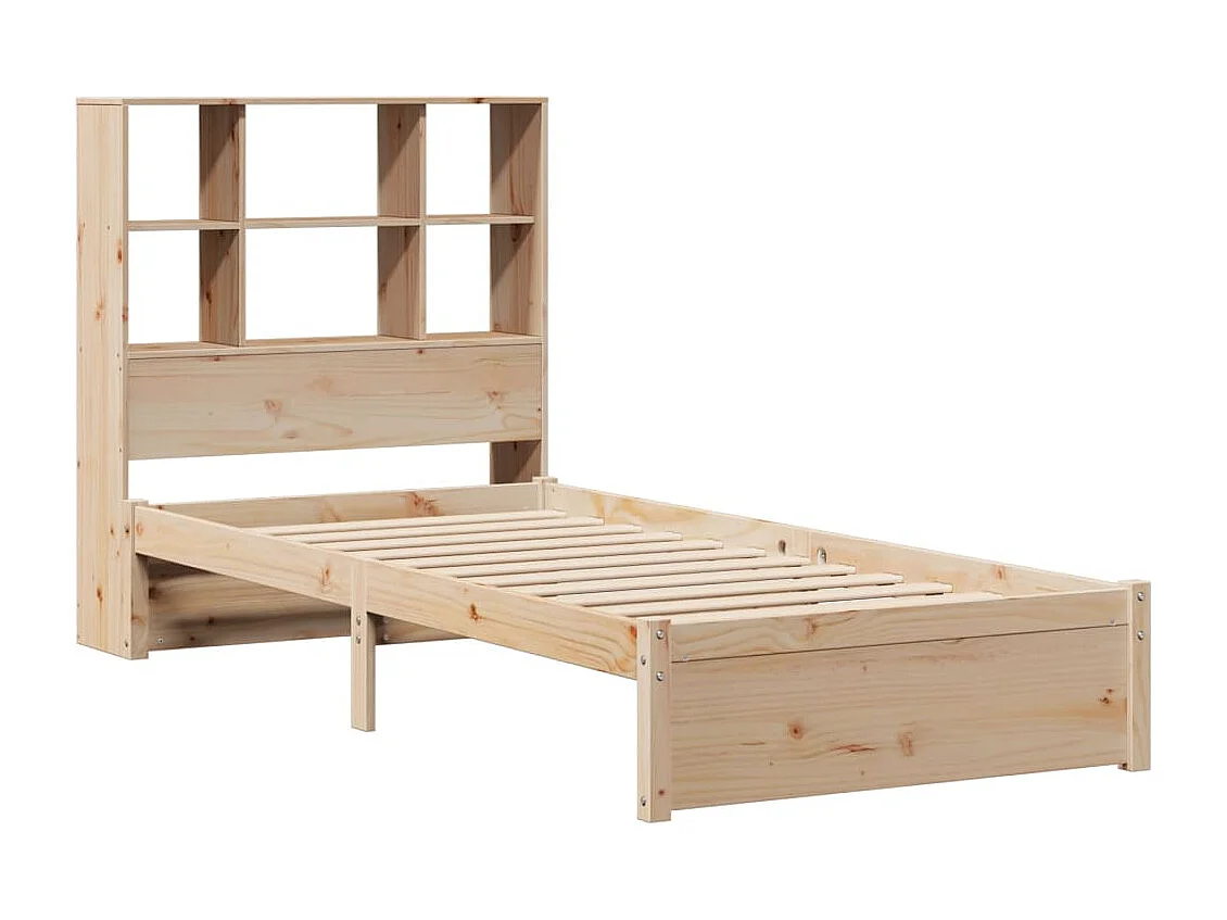 Lit bibliothèque sans matelas 90x190 cm bois de pin massif