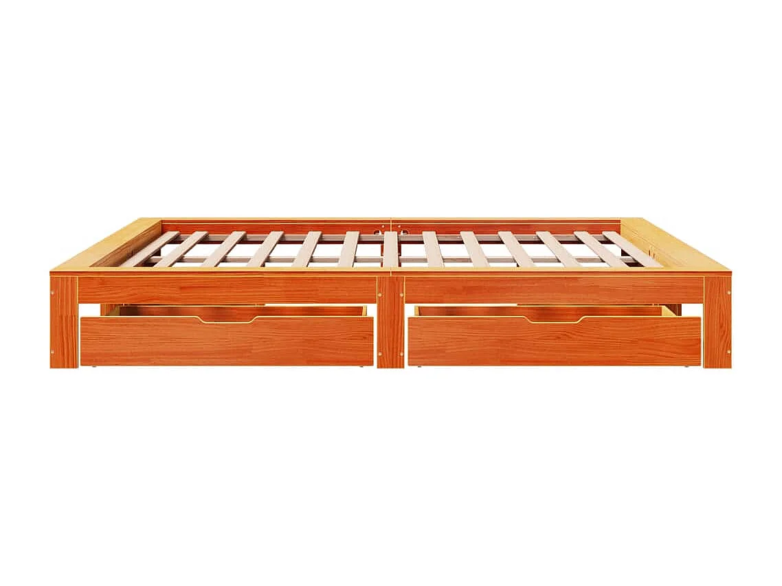 Cadre de lit sans matelas cire marron 180x200cm bois pin massif