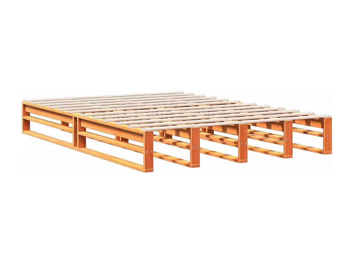 Lit bibliothèque sans matelas cire marron 160x200 cm pin massif