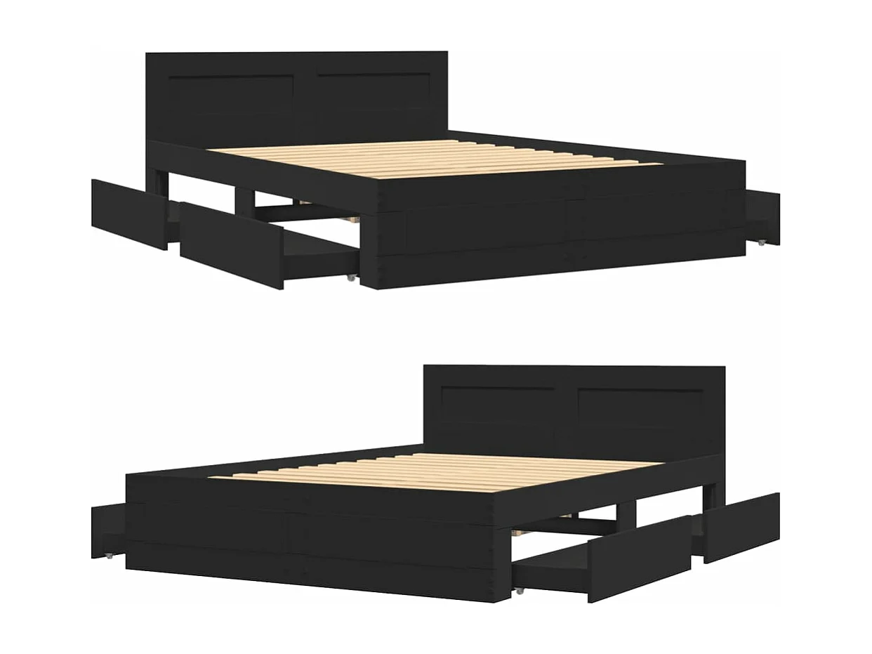 Bedframe met hoofdeinde zonder matras 120x200 cm zwart