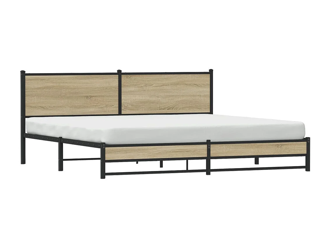 Cadre de lit en métal sans matelas chêne sonoma 193x203 cm