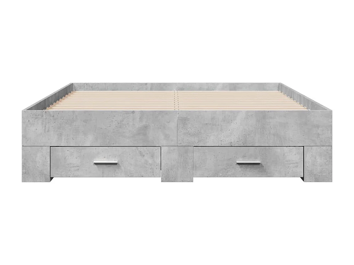 Cadre de lit avec tiroirs sans matelas gris béton 135x190 cm
