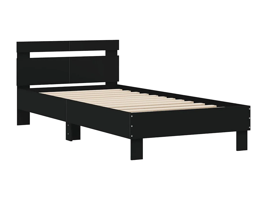 Estrutura cama c/ cabeceira 100x200 cm derivados madeira preto