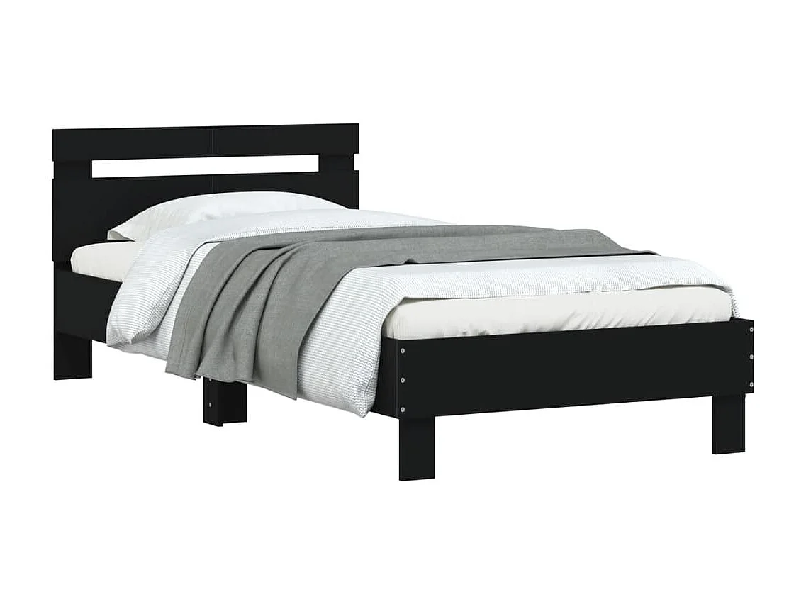 Estrutura cama c/ cabeceira 100x200 cm derivados madeira preto