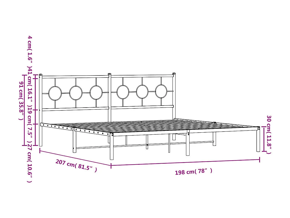 Estrutura de cama com cabeceira 193x203 cm metal branco