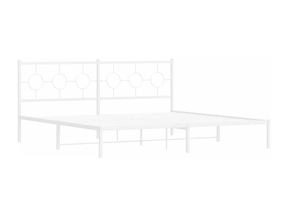 Estructura cama sin colchón con cabecero metal blanco 193x203cm