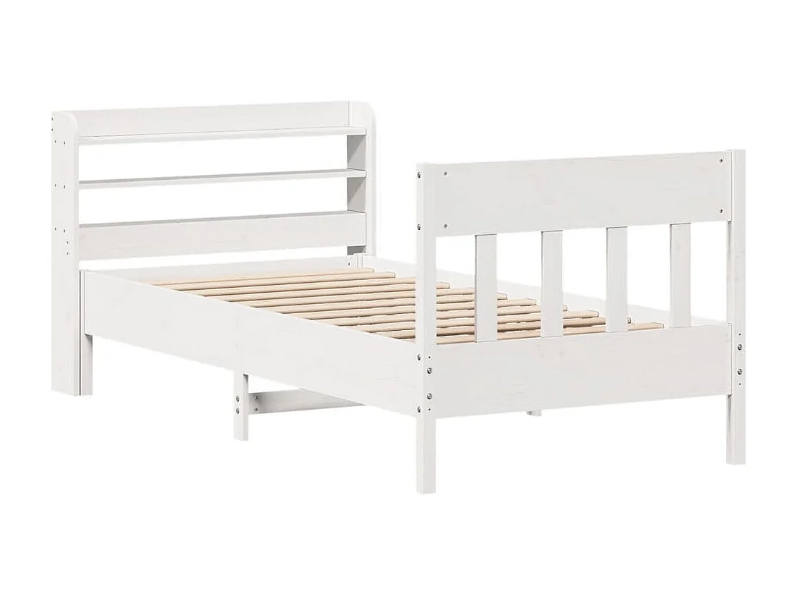 Letto senza Materasso Bianco 75x190 in Legno Massello di Pino