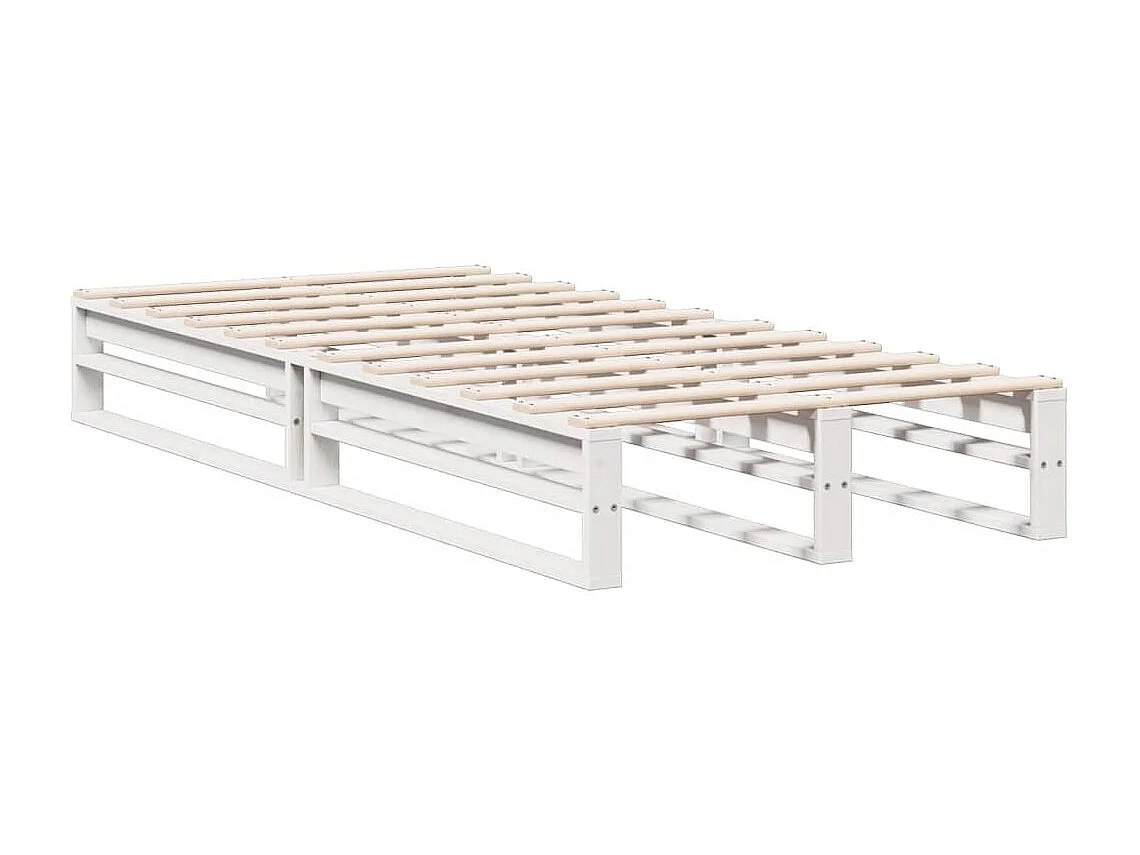 Lit bibliothèque sans matelas blanc 100x200 cm bois pin massif