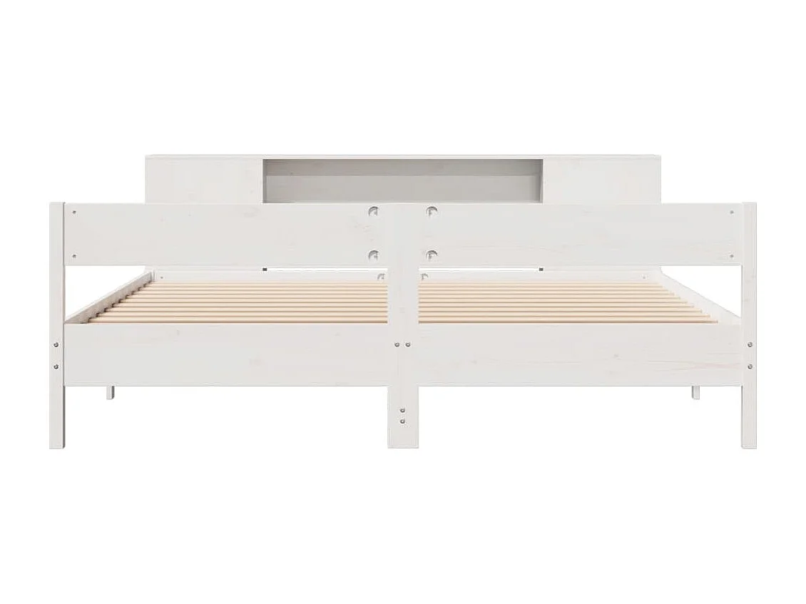 Lit bibliothèque sans matelas blanc 200x200 cm bois pin massif