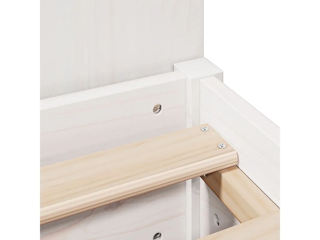 Lit bibliothèque sans matelas blanc 200x200 cm bois pin massif