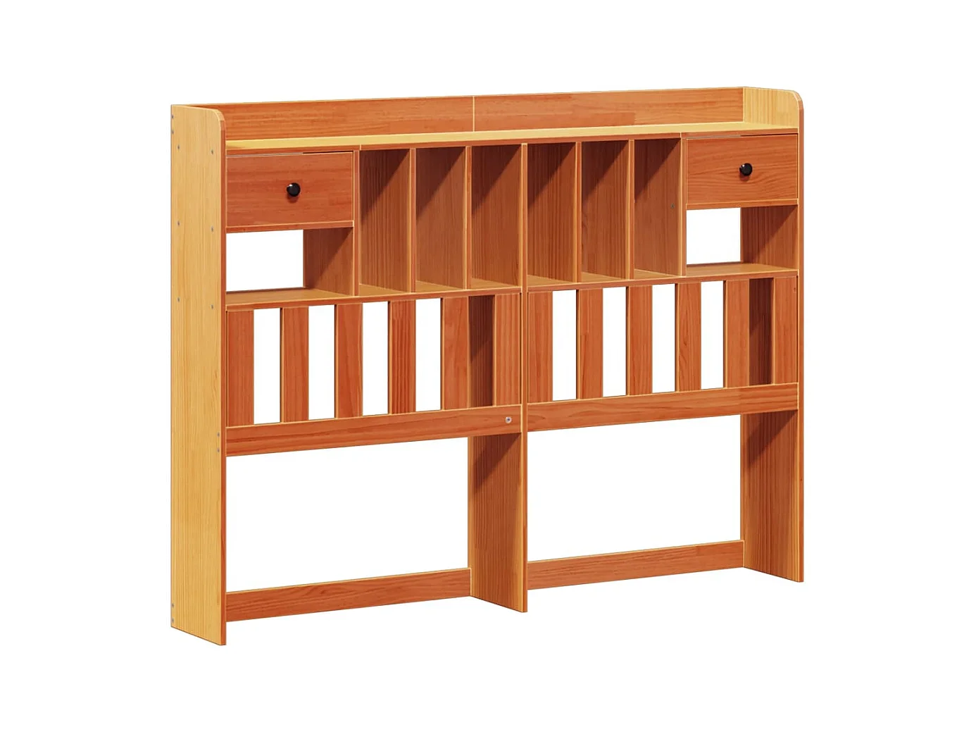 Lit bibliothèque sans matelas cire marron 140x200 cm pin massif