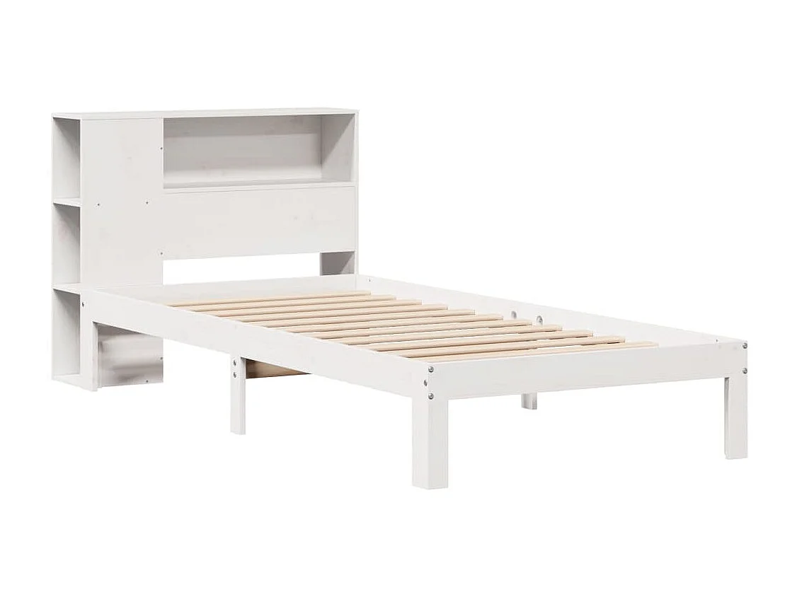 Bed met boekenkast zonder matras grenenhout wit 75x190 cm