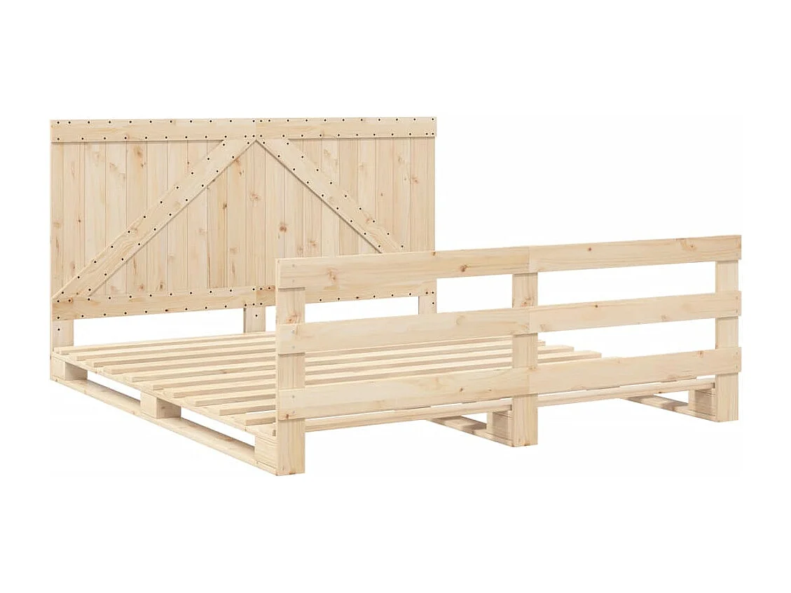 Bedframe met hoofdbord massief grenenhout 200x200 cm