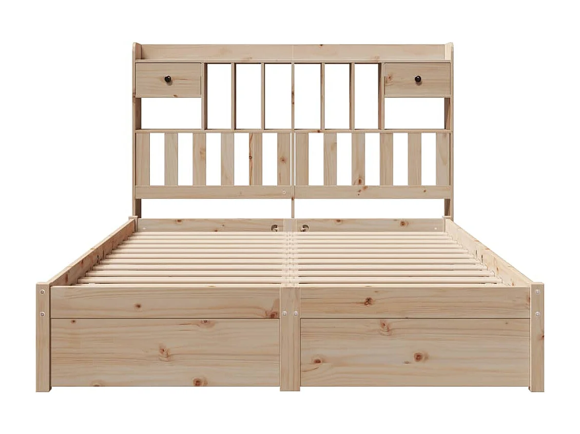 Lit bibliothèque sans matelas 160x200 cm bois massif de pin