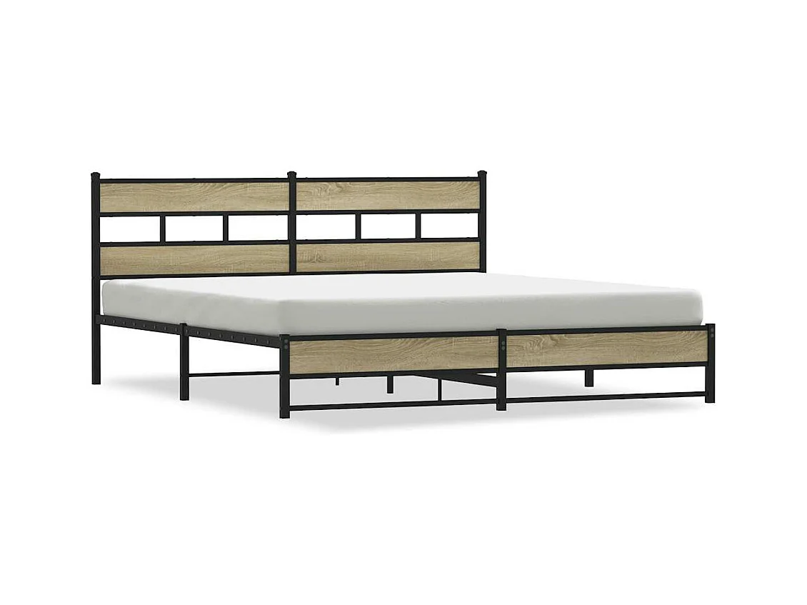 Cadre de lit en métal sans matelas chêne sonoma 193x203 cm