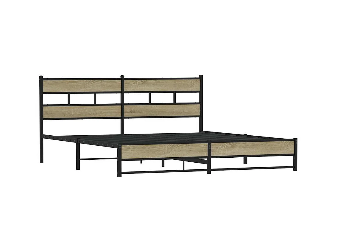 Cadre de lit en métal sans matelas chêne sonoma 193x203 cm