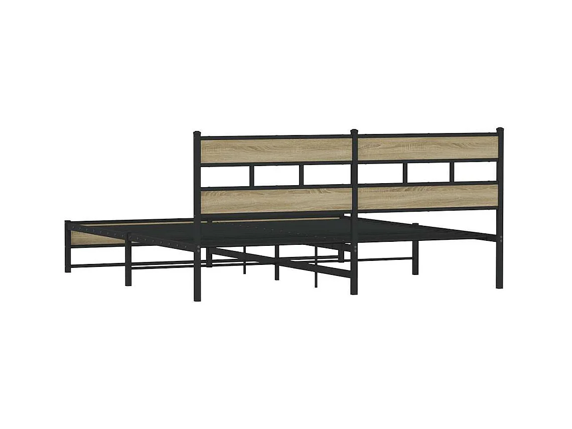 Cadre de lit en métal sans matelas chêne sonoma 193x203 cm