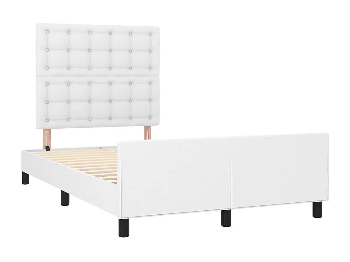 Cadre de lit sans matelas blanc 120x190 cm similicuir