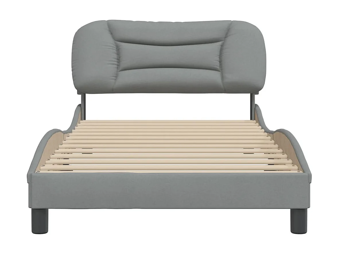 Cadre de lit sans matelas gris clair 100x200 cm tissu