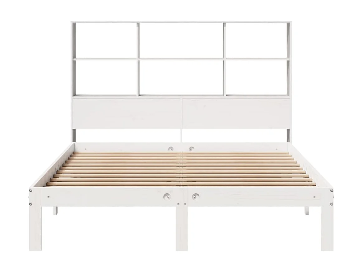 Cama con estantería sin colchón madera maciza blanca 120x190 cm