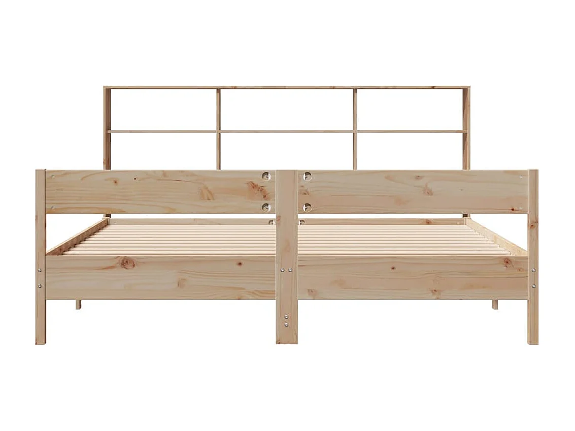 Lit bibliothèque sans matelas 200x200 cm bois massif de pin