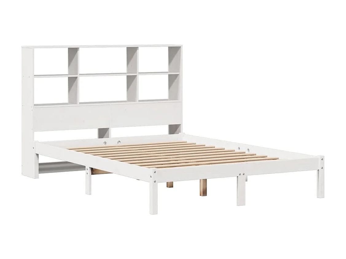 Cama com estante sem colchão 160x200 cm pinho maciço branco