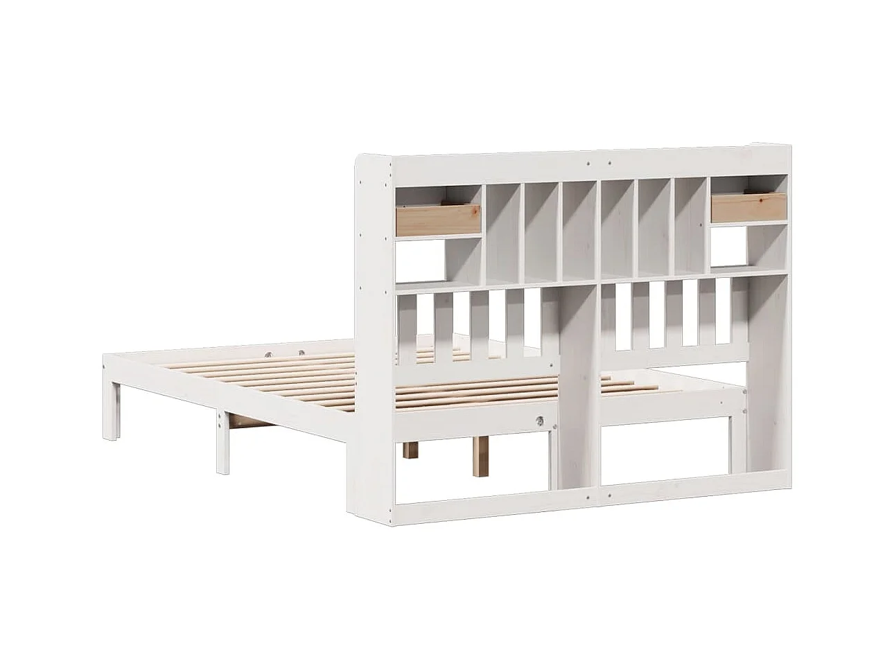 Cama com estante sem colchão 160x200 cm pinho maciço branco