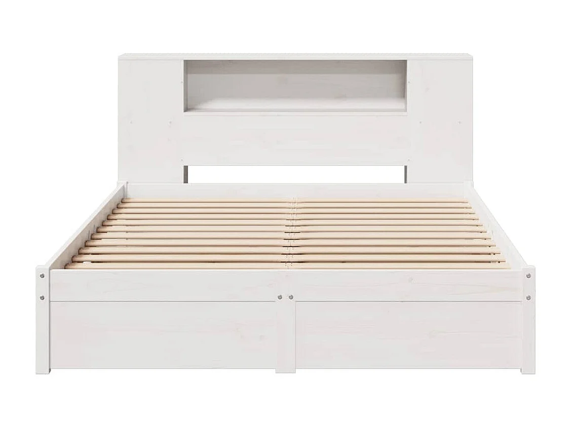 Lit bibliothèque sans matelas blanc 160x200 cm bois pin massif