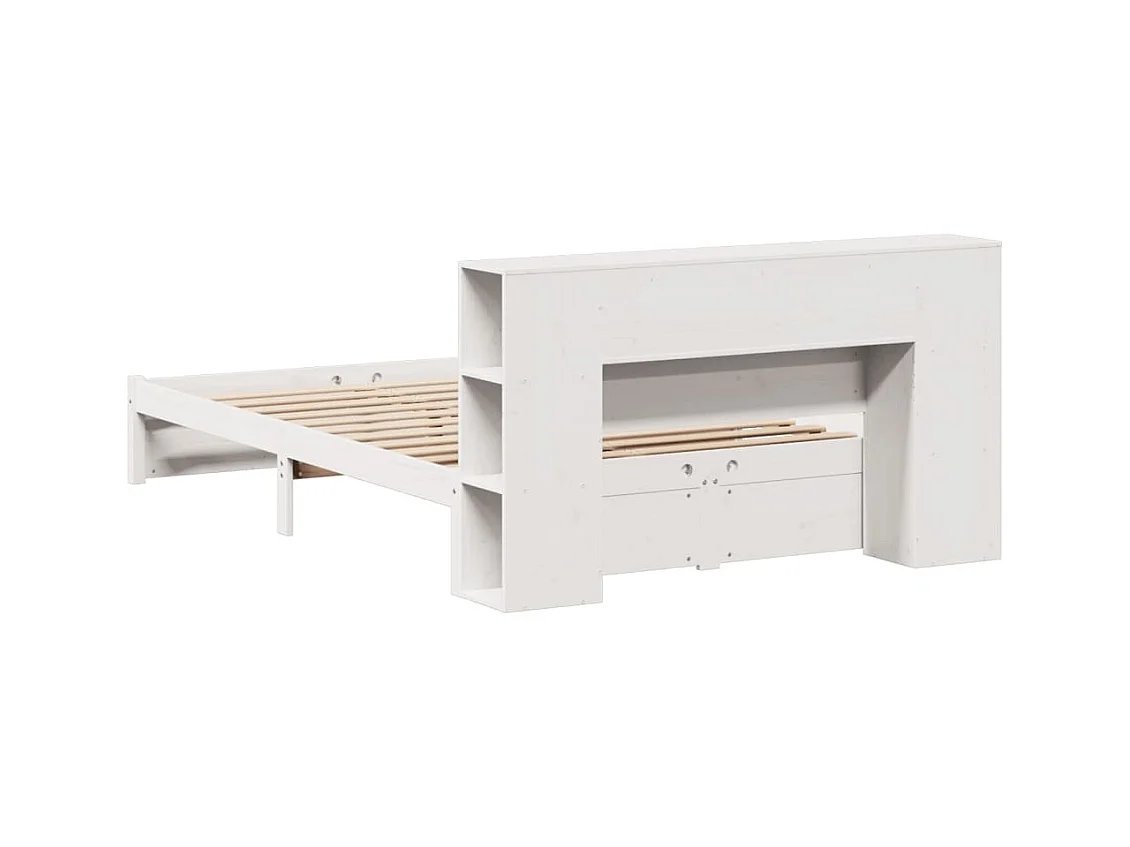 Letto Libreria senza Materasso Bianco 160x200 cm Legno di Pino