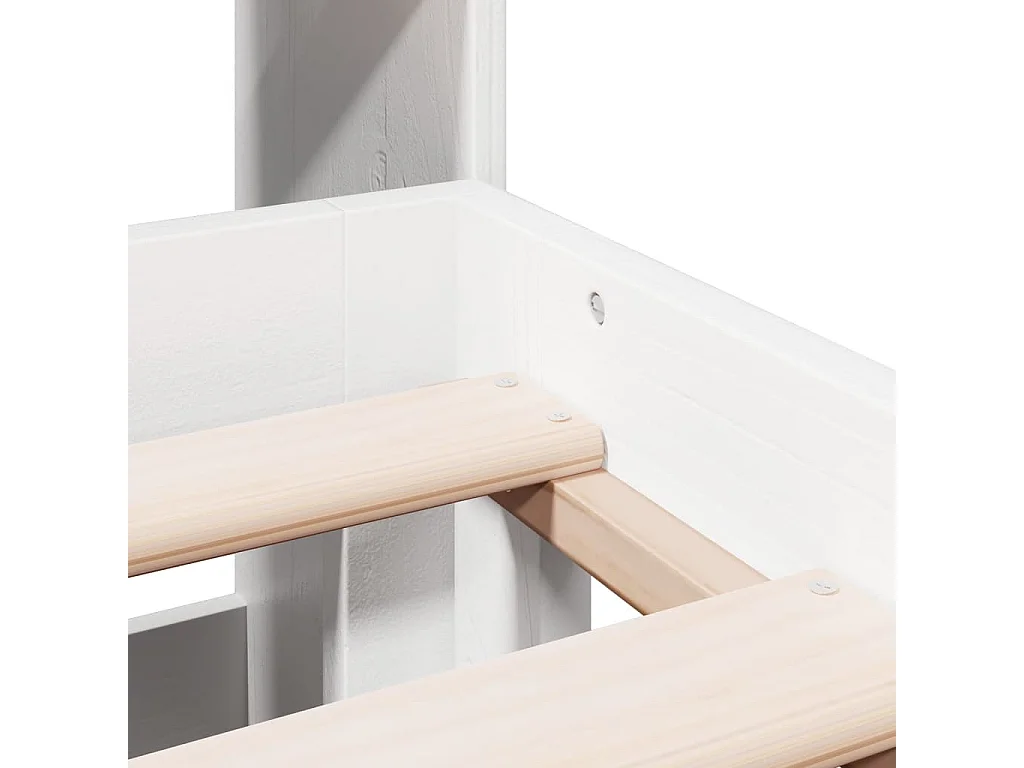 Lit bibliothèque sans matelas blanc 180x200 cm bois pin massif