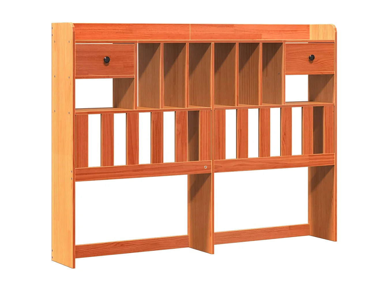 Lit bibliothèque sans matelas cire marron 140x200 cm pin massif