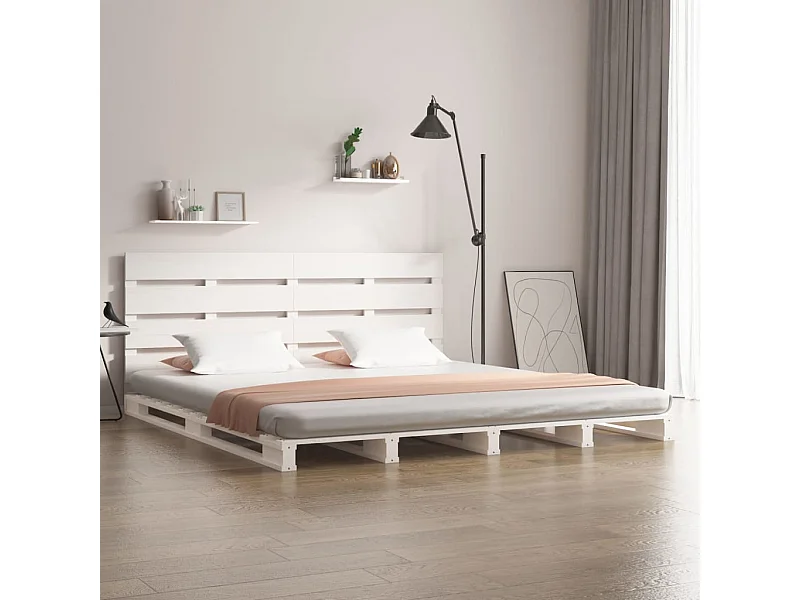 Cadre de lit sans matelas blanc 160x200 cm bois de pin massif