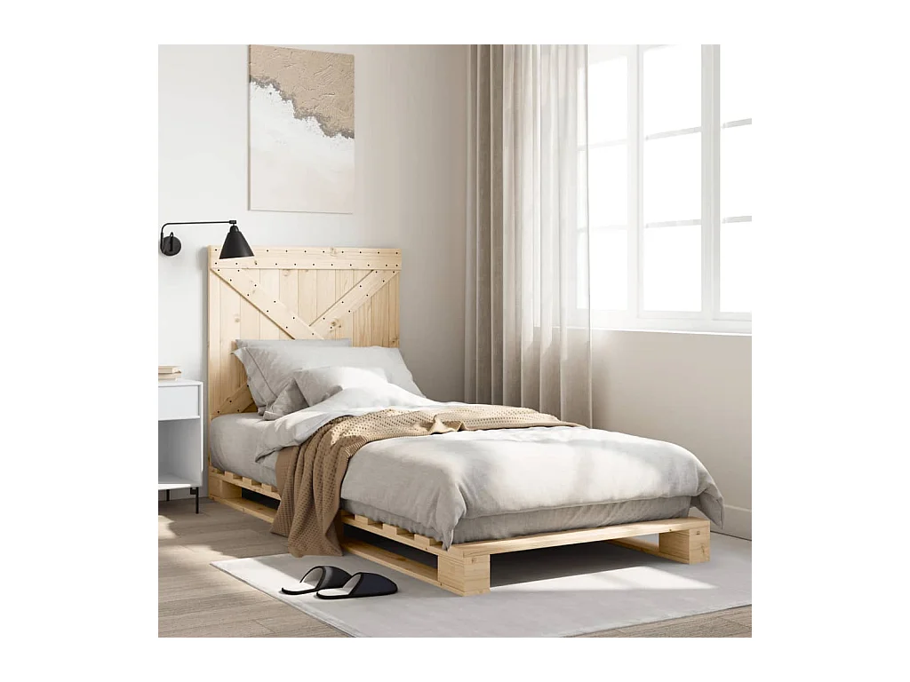 Giroletto con Testiera 90x200 cm in Legno Massello di Pino