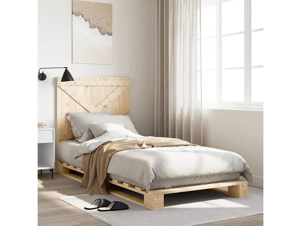 Cadre de lit sans matelas avec tête de lit 90x200 cm