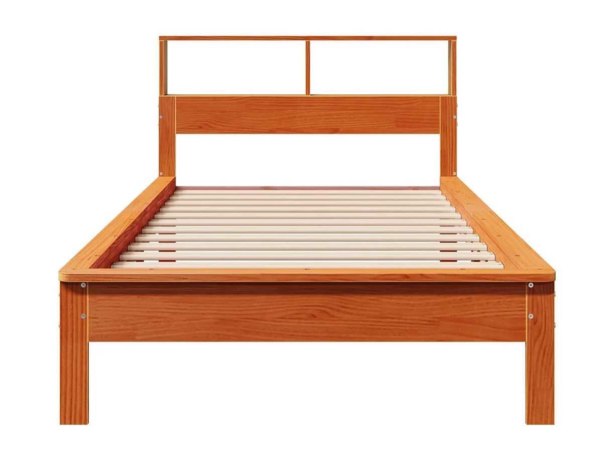 Lit bibliothèque sans matelas cire marron 90x190 cm pin massif
