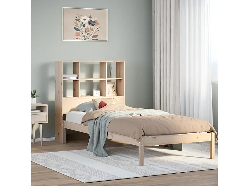 Massivholzbett mit Regal ohne Matratze 90x190 cm Kiefer