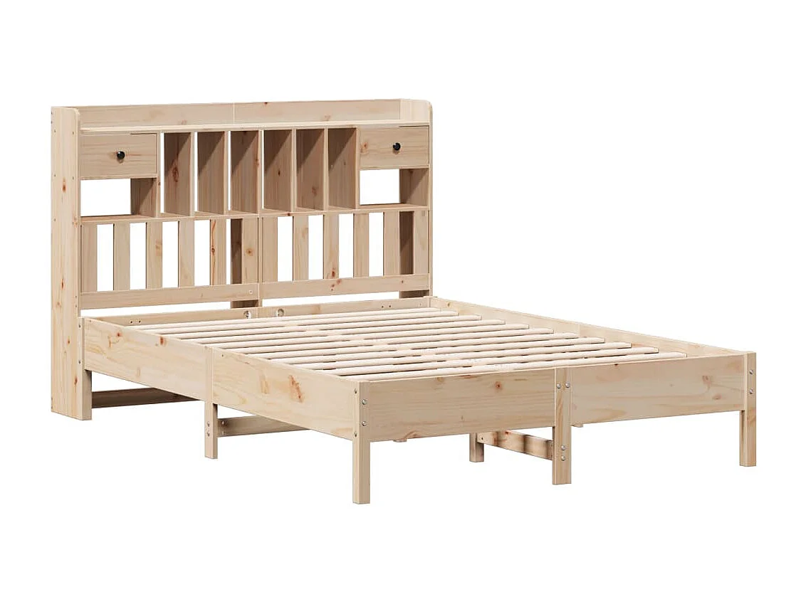Bed met boekenkast zonder matras massief grenenhout 150x200 cm