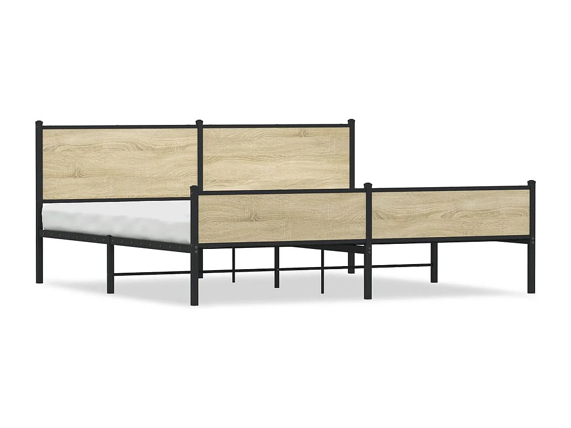 Cadre de lit en métal sans matelas chêne sonoma 193x203 cm