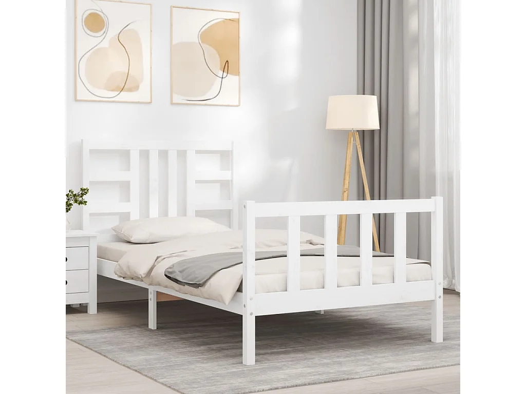 Cadre de lit sans matelas blanc 100x200 cm bois de pin massif