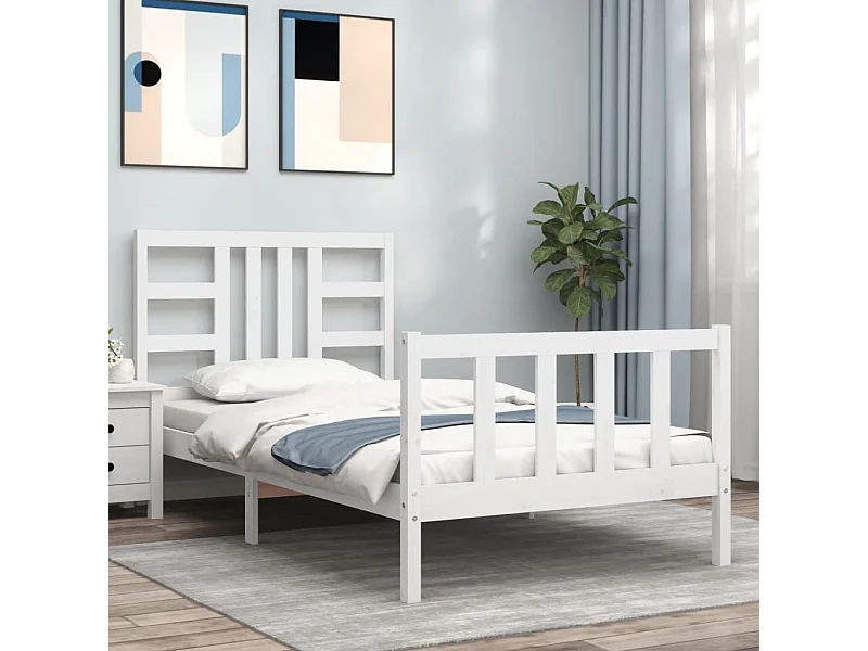 Bedframe zonder matras massief grenenhout wit 140x200 cm