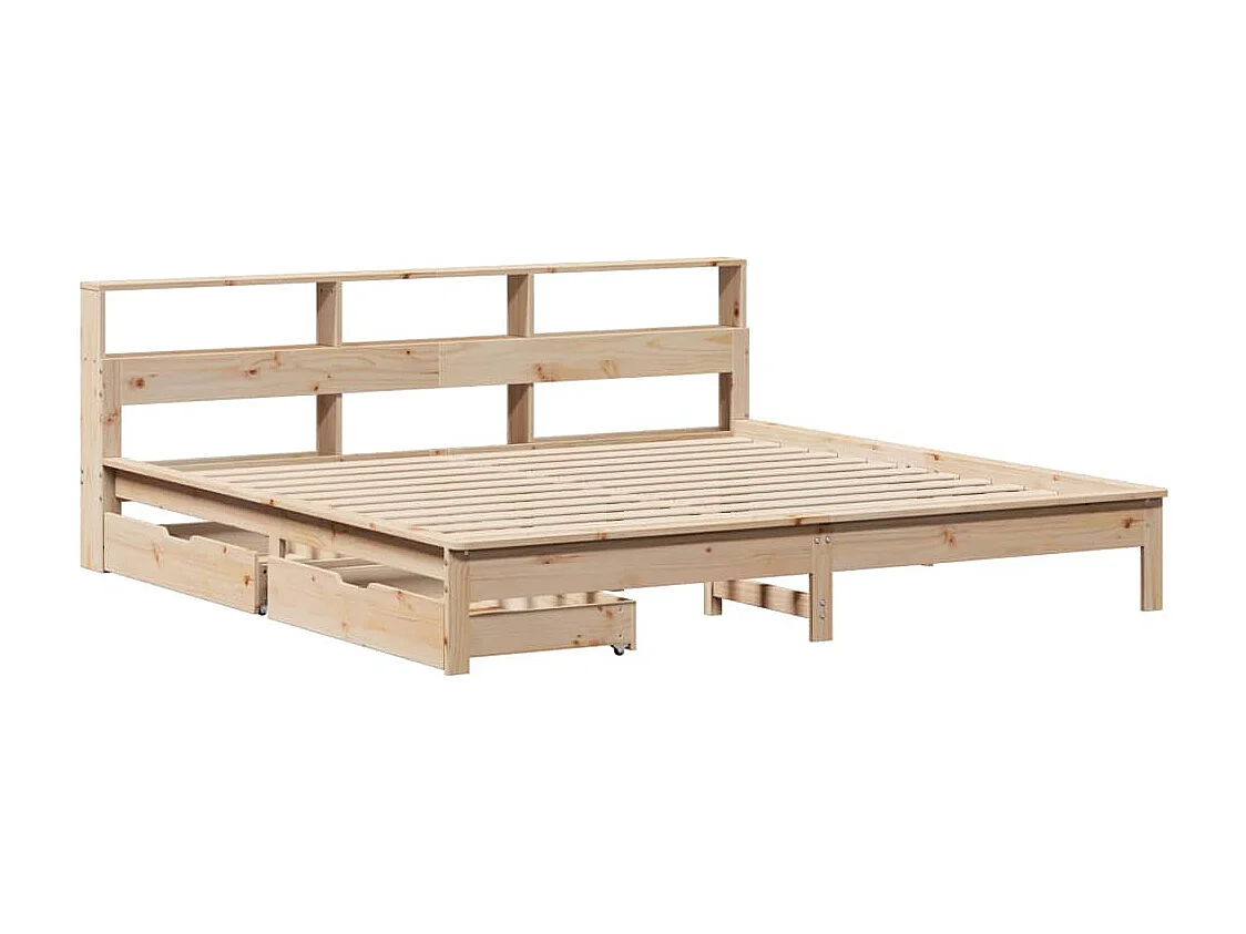 Letto Libreria senza Materasso 200x200 cm in Legno di Pino