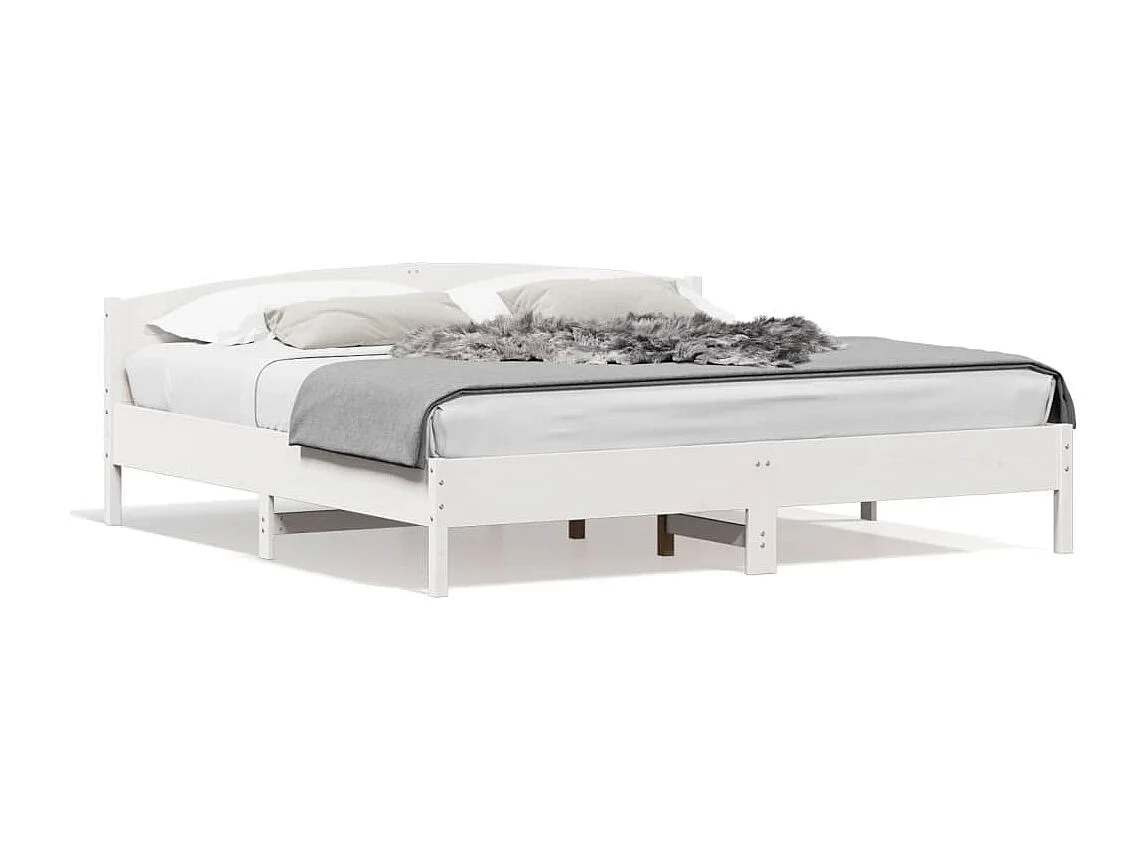 Cadre de lit sans matelas blanc 200x200 cm bois massif de pin