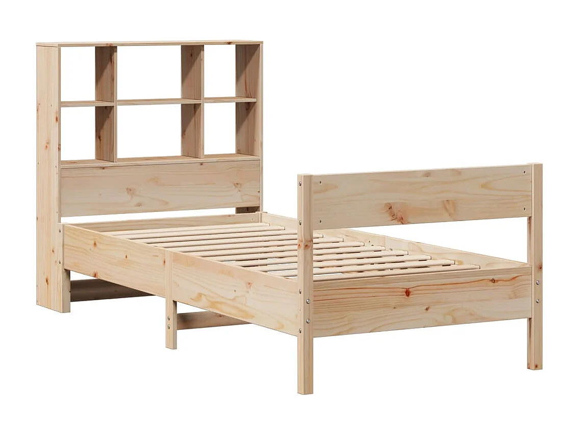 Lit bibliothèque sans matelas 90x190 cm bois de pin massif