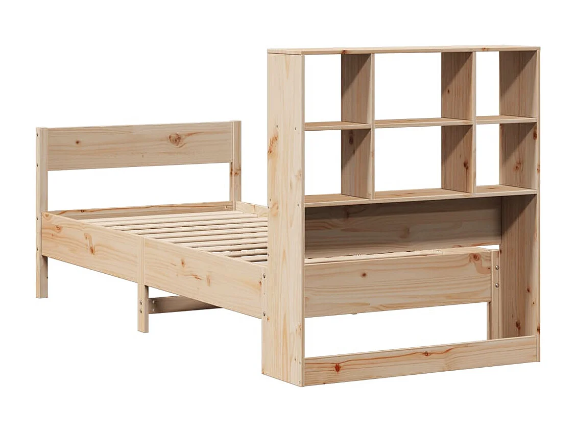 Lit bibliothèque sans matelas 90x190 cm bois de pin massif