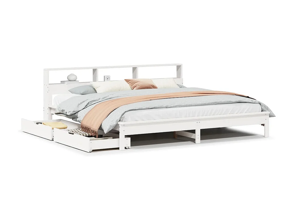 Giroletto con Libreria senza Materasso 180x200 cm in Legno Pino