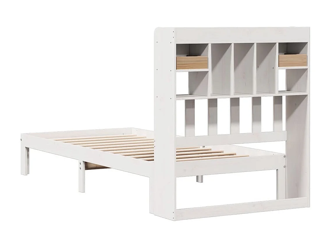Letto Libreria senza Materasso Bianca 90x200 cm Legno di Pino