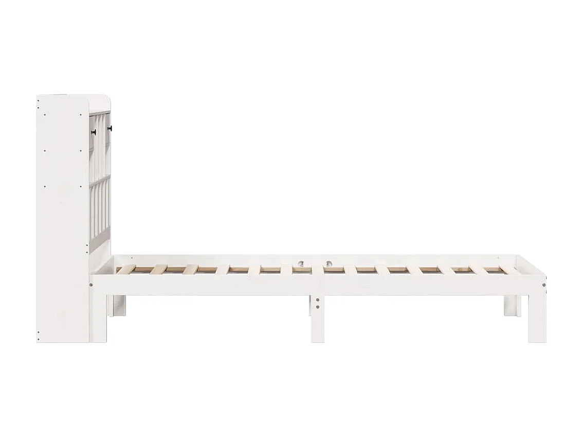 Lit bibliothèque sans matelas blanc 90x200cm bois de pin massif