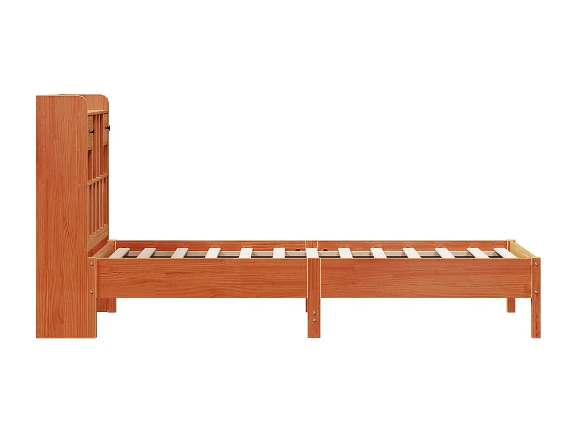 Lit bibliothèque sans matelas cire marron 75x190 cm pin massif